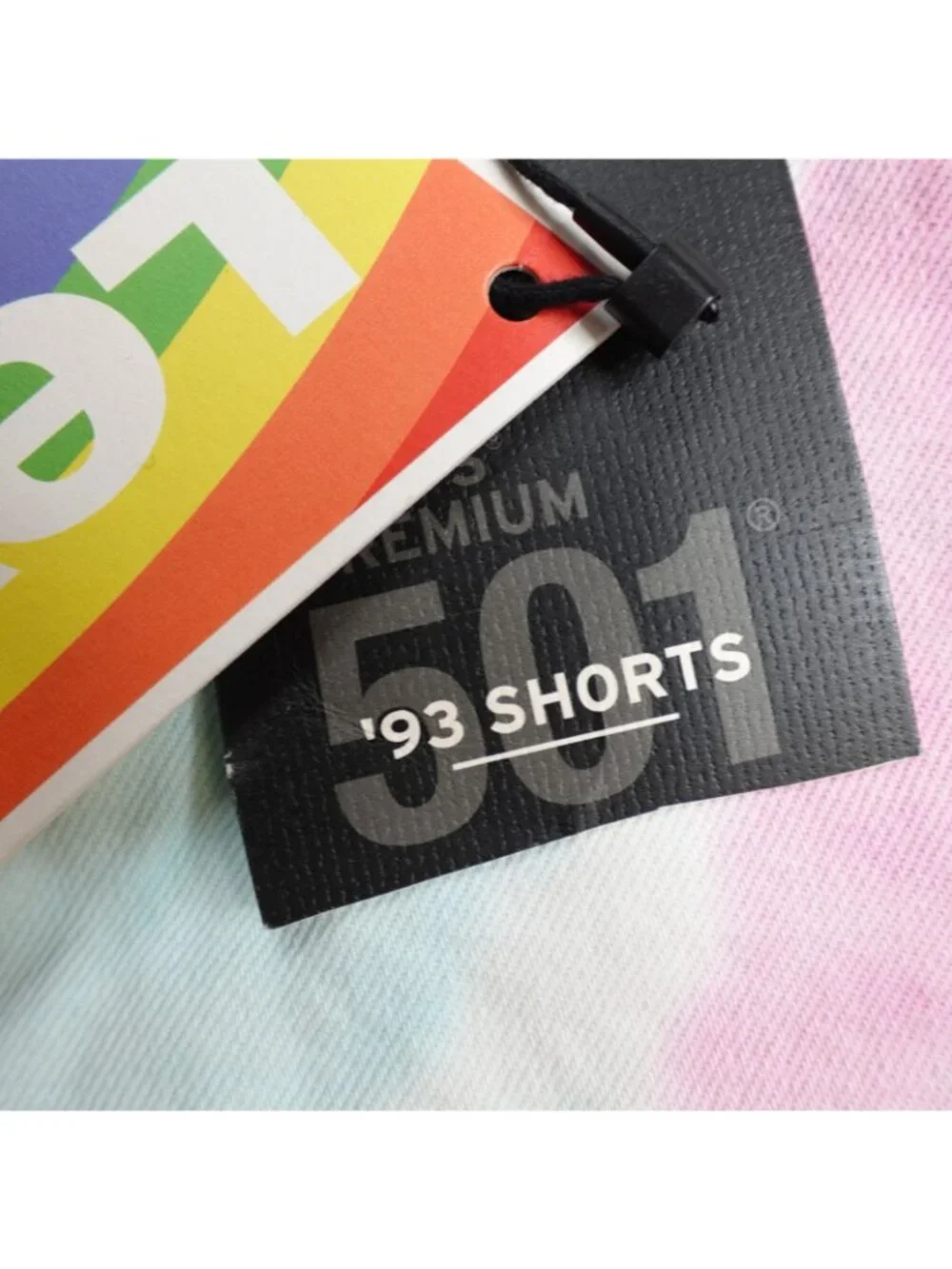 Levi's Shorts Mens 38 White Blue Denim 501 '93 Tie Dye Pride Premium NEW READ